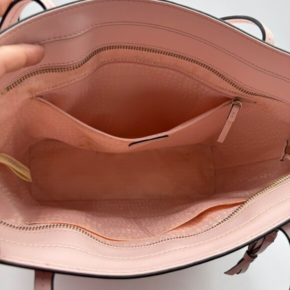 Kate Spade Large Tori Tote Soft Pink Leather Handbag With Dual Handles & Bow - Picture 8 of 12
